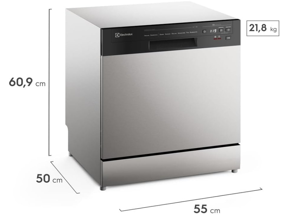interior lava louças electrolux 8 serviços - dimensões