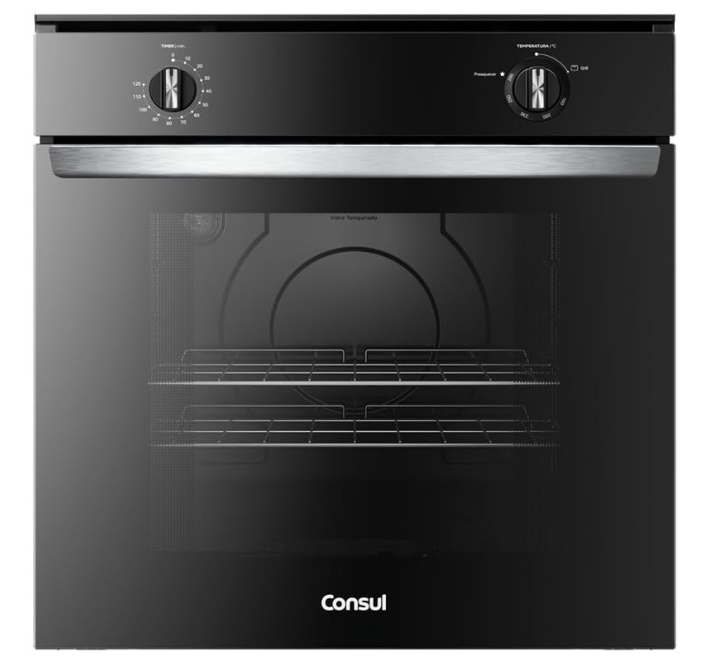 forno de embutir Consul 78L a gás com grill COA84CE preto